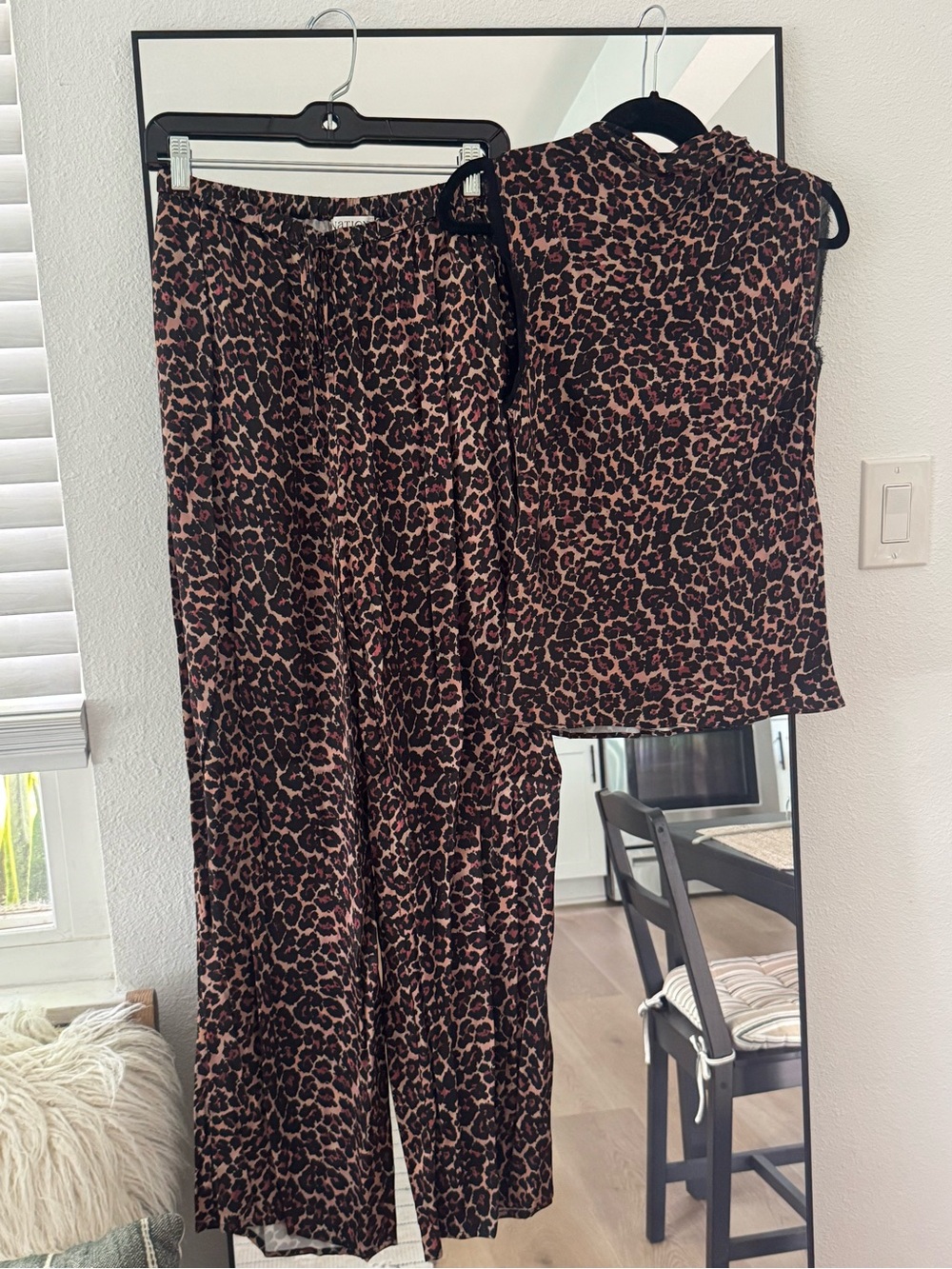 Nation LTD Brown and Black Leopard-Print Wide Leg Trousers & Top